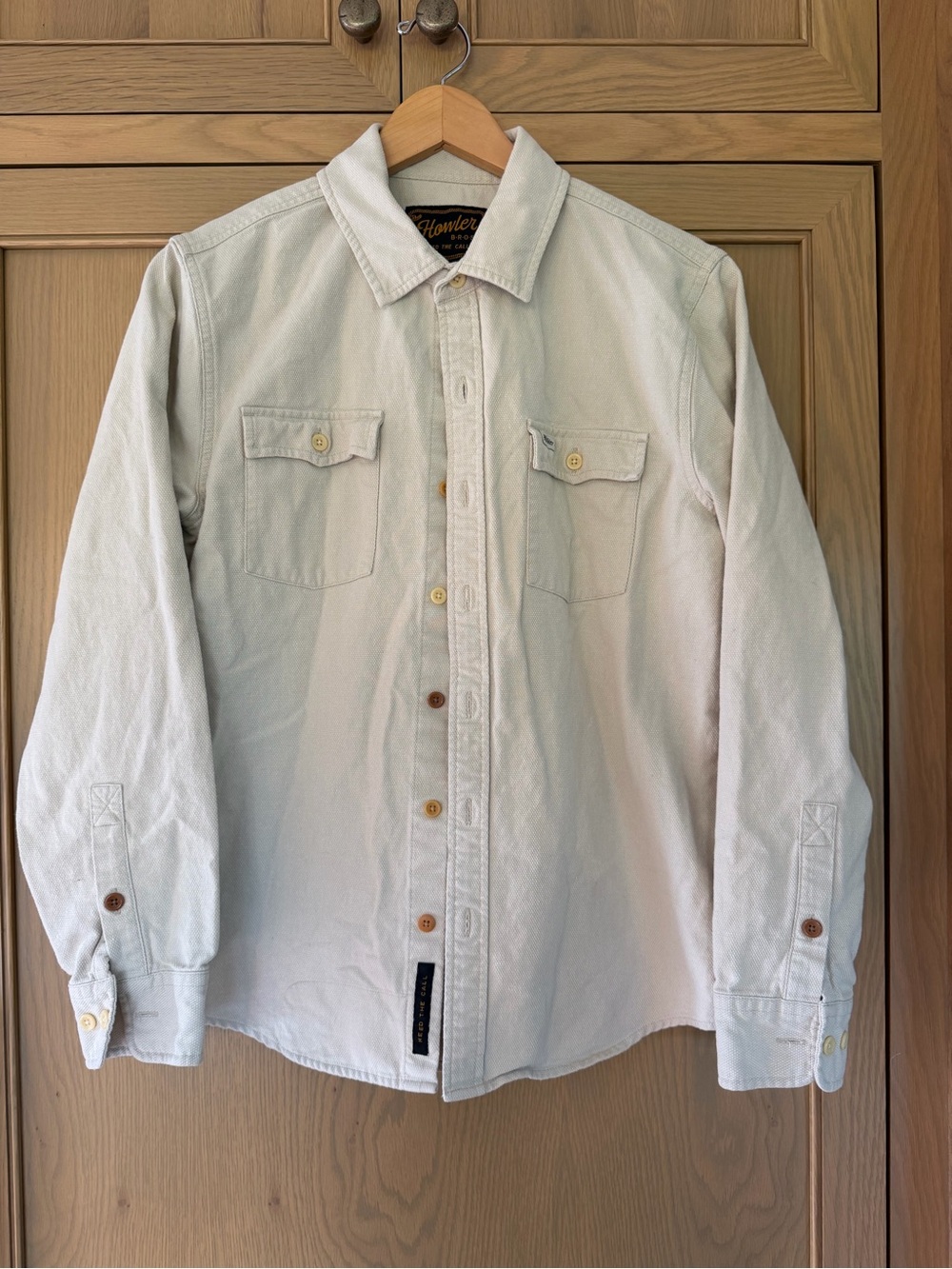 Howler Brothers Novato Off White Cotton Dobby Western Style Chest Pocket / small